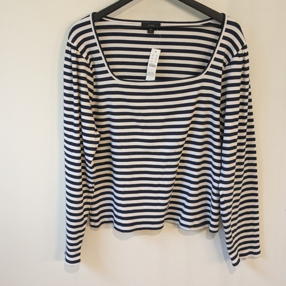 J. Crew Navy and White Striped Long Sleeve Tee